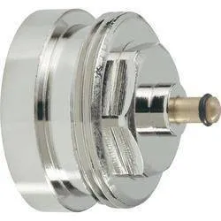 Adaptador metálico para válvula Herz, compatible con cabezales termostáticos analógicos e inteligentes.
