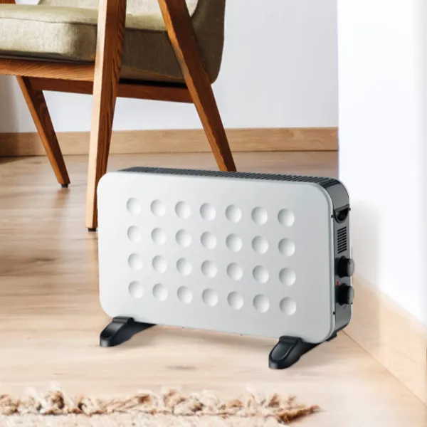 Convector eléctrico Hogar 2000W en color blanco, con dos niveles de potencia y función turbo, ideal para estancias medianas.