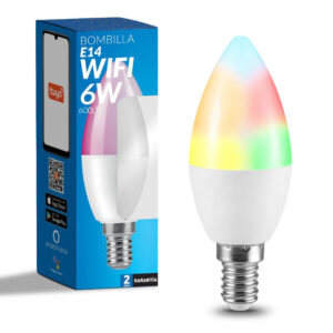 Bombilla LED Inteligente Smart C37 E14 Vela Dimable CCT+RGB 6W WiFi Compatible con Alexa y Google Home