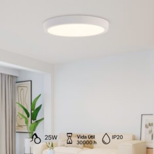 Pack 6 Plafones LED Superficie 25W Redondo Blanco | 3000K Cálido - Lote Ahorro - Imagen 4