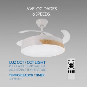 ventilador de techo silencioso de madera bajo consumo