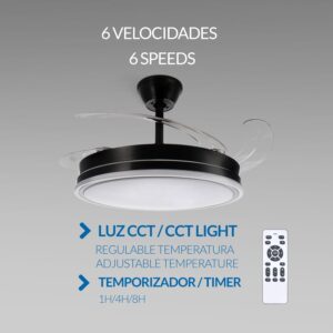 Ventilador de Techo Negro Olga ø107 Cm - Imagen 5