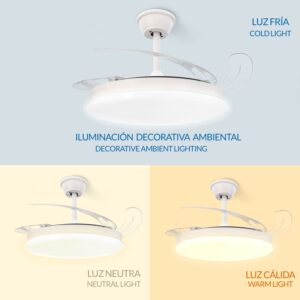 iluminación ventilador otah blanco