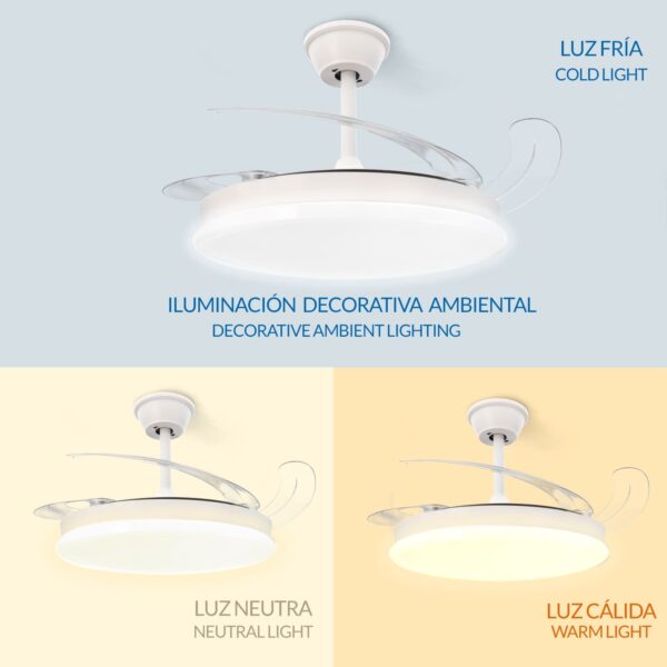 iluminación ventilador otah blanco