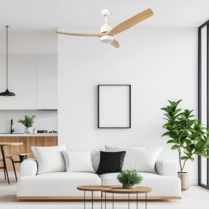 ventilador de techo blanco y madera crazy