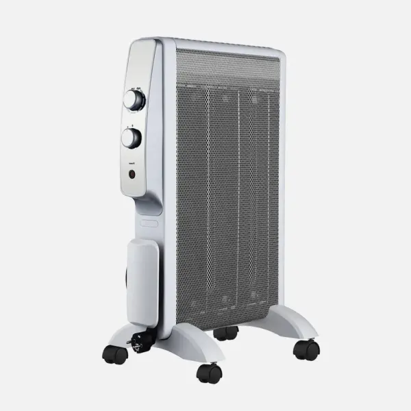 Radiador De Mica Abrigo 1500w 3elem Blanco/plata 2pot Antivuelco,luz Indicadora Termost.regulable 61,5x47x26,5cm