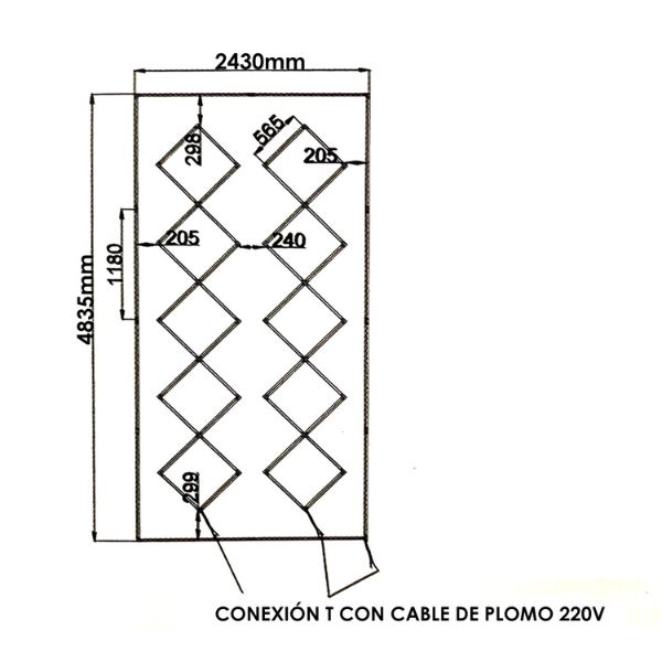 Regleta Led Hexagonal Rombo 510W medidas