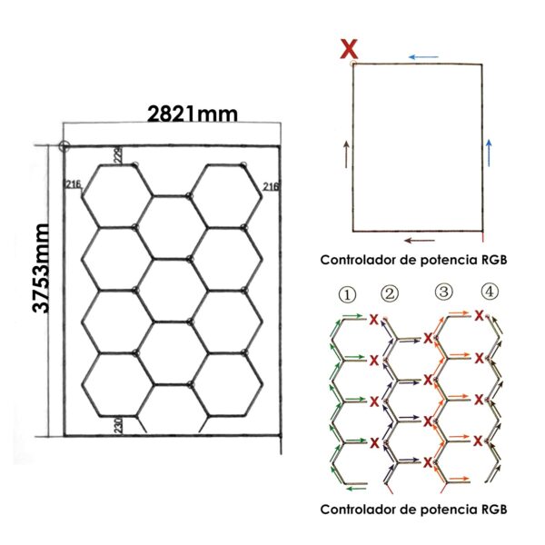 Regleta Led Hexagonal Panel Abeja 200W - vista 4