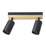 Regleta WAIKATO negro/madera 2xGU10 orientable 16,5x26x5,5 cm