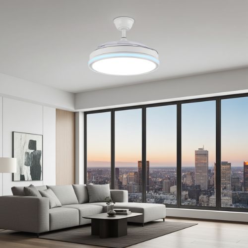 Ventilador de Techo DC Cacique Blanco 59W+7W – Aspas Retráctiles, Aro RGB, App Móvil y 6980lm - vista 4