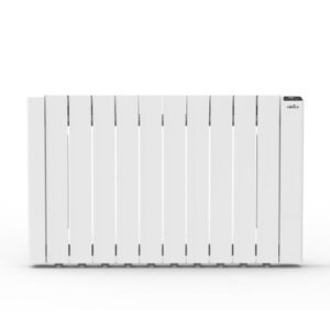 Radiador eléctrico City blanco con panel digital y conectividad inteligente.