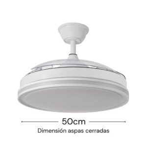 Ventilador de Techo DC Cacique Blanco 59W+7W – Aspas Retráctiles, Aro RGB, App Móvil y 6980lm - vista 3