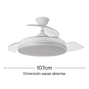 Ventilador de Techo DC Cacique Blanco 59W+7W – Aspas Retráctiles, Aro RGB, App Móvil y 6980lm - vista 2