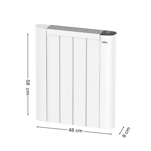 Medidas emisor térmico Country 600W: 58 cm alto, 48 cm ancho y 8 cm fondo.