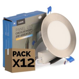 Pack 12 Paneles LED Empotrables Níquel 6W CCT | 7.200 Lm - Oferta Profesional - Slim Descripción corta: - Imagen 1
