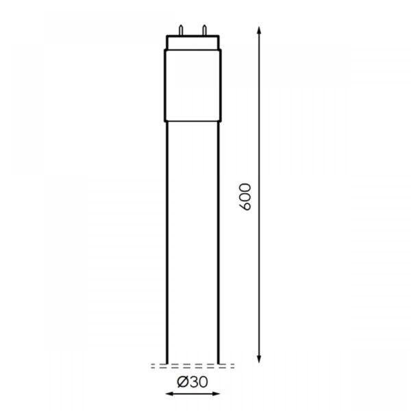 Tubo LED T8 600mm 9W Cristal | 900 Lm - Conexión un Lateral - 6000k - vista 2