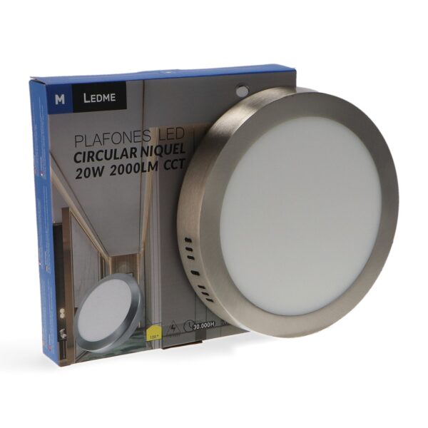 Panel LED de Superficie Circular 20W CCT Níquel LEDME | 2000 Lm – IP40