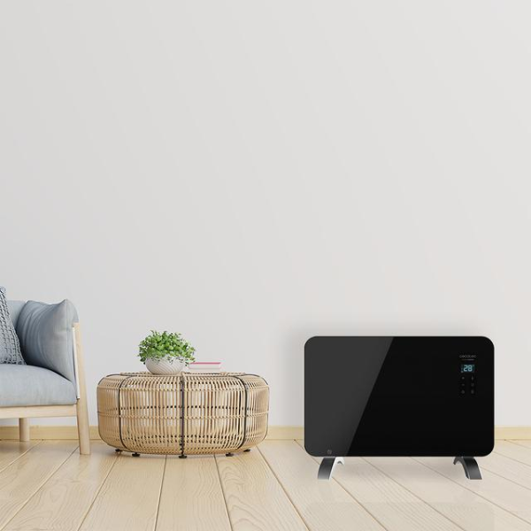 Radiador convector eléctrico Cecotec Ready Warm 6670 Crystal Connection Negro | 1000W | IP24 Baños | 10m² | Wi-Fi