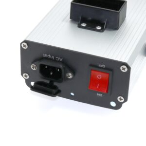 Detalle del conector de entrada AC y el interruptor de encendido de la fuente de alimentación LEDME.