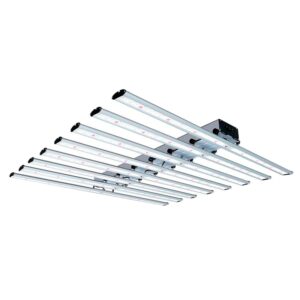 Vista inferior de las 8 barras iluminadas de la luminaria LED Spider Grow 640W LEDME.